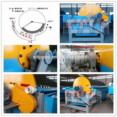 2350 KG Nassprozess Mineralseparator mit geringer Intensität Trockener Magnettrommelseparator mit Gauss
